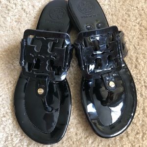 Black Tory Burch pat and leather sandals